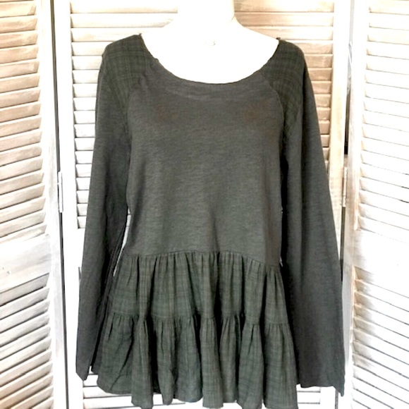 Tops - OLIVE & PLAID BABY DOLL TOP